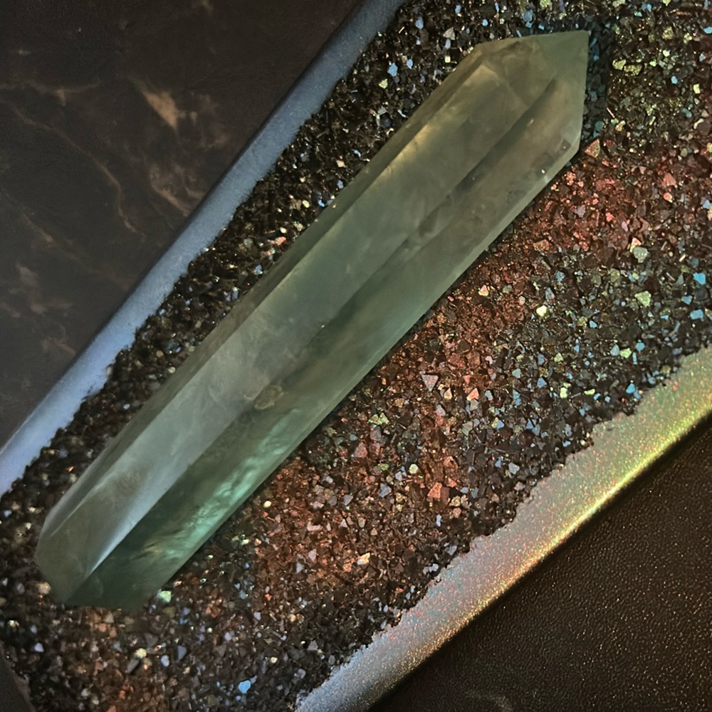 Green Blue Fluorite Crystal Tower or Wand (Tray not included)